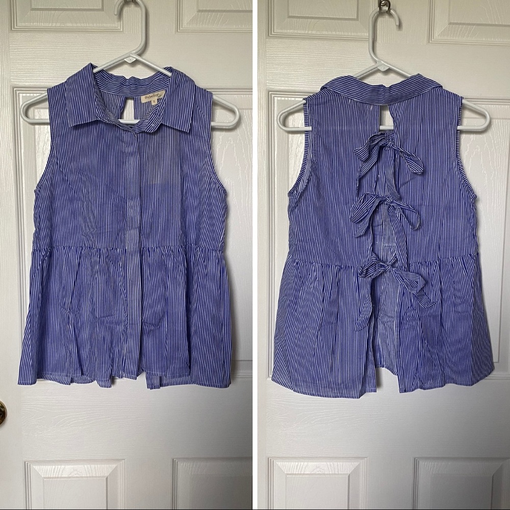 Rebellion open back button-down tank top